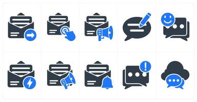 Set of 10 seo icons as email send, email subscription, email marketing vector