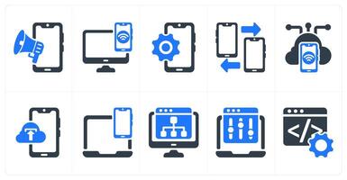 Set of 10 seo icons as mobile adverting, device connectivity, mobile option vector