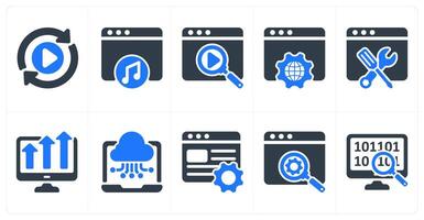 Set of 10 seo icons as convert, online music, search vector