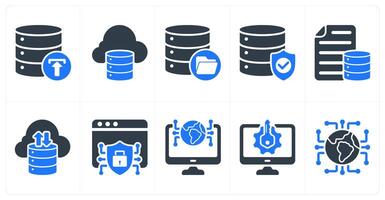 Set of 10 seo icons as backup, storage, data storage, database protection vector