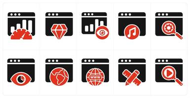 A set of 10 seo icons as seo performance, website reputation, page view vector