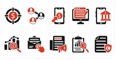 A set of 10 seo icons as target profit, business connectivity, pay per click vector