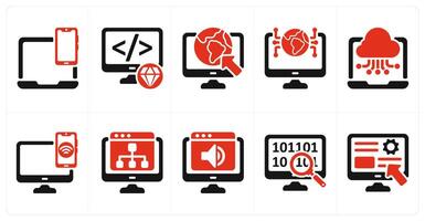 A set of 10 seo icons as responsive design, clean code, internet browsing vector
