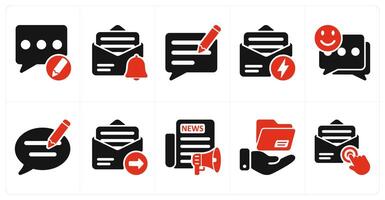 A set of 10 seo icons as edit comment, email alert, blog vector