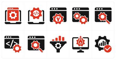 A set of 10 seo icons as website development, seo service, web settings vector