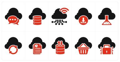 A set of 10 seo icons as cloud communication, storage, cloud connection vector