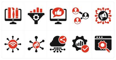 A set of 10 seo icons as creative design, seo conversion rate, online comment vector