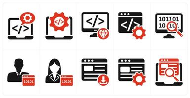 A set of 10 seo icons as software development, website development, clean code vector