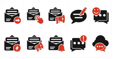 A set of 10 seo icons as email send, email subscription, email marketing vector