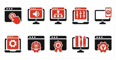 A set of 10 seo icons as touch, website audio, web hierarchy vector