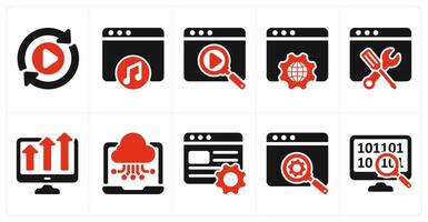 A set of 10 seo icons as convert, online music, search vector