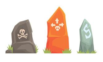 Three roadside stones with pointers. illustration. vector