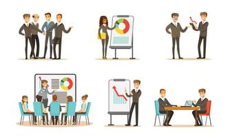 Managers at a meeting in the office. illustration. vector