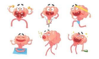Humanized brain with a pumped up press. illustration. vector
