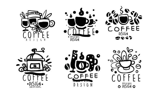 Set of logos for a coffee shop. illustration.