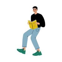 Young Man Reading Book Searching for Information Illustration vector