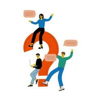 People with a Big Question Mark, Colleagues Communicating, Making a Choice or Seeking Solution to a Problem Illustration vector