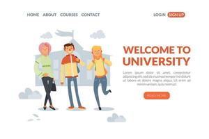 Welcome to University Landing Page Template, Education and Science Training, Learning Courses Website Illustration vector