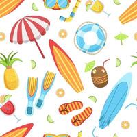 Summer Time Seamless Pattern, Tropical Beach Elements, Can Be Used Fabric Wrapping Paper, Website Wallpapers, Illustration vector