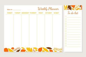 Weekly Planner Template, Organizer and Schedule with Place for Notes and To Do List Illustration vector