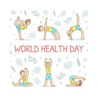 World Health Day Banner Template with Guy Performing Physical Exercises Illustration vector