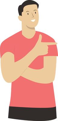Excited Male Character in Flat Design.