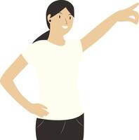 Excited Female Character in Flat Design vector