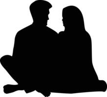 Silhouette of Two Muslim Praying Isolated on White Background vector