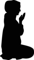 Silhouette of Praying Muslim. Isolated on White Background vector