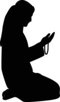 Silhouette of Muslim Praying Isolated on White Background vector