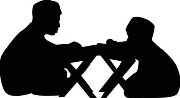 Silhouette of Two Muslim Praying. vector