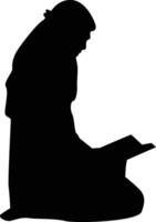 Silhouette of Muslim Male Praying. vector