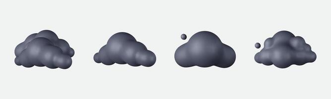 3D Cartoon clouds in dark. vector