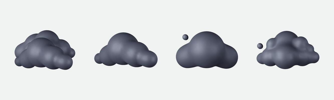 3D Cartoon clouds in dark.