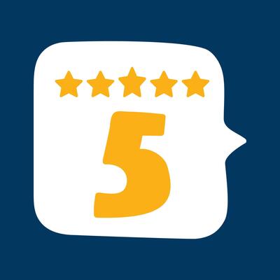 White speech bubble with number 5. Rating. illustration on dark background.