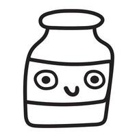 Hand drawn jar. Contour sketch. Black color. outline illustration on white background. vector