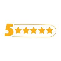 design yellow badge. 5 stars. Best rating. Illustration on white background. vector
