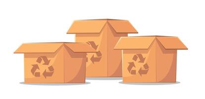 group of cardboard box with recycle icon vector