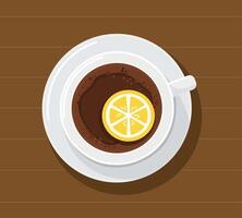 Top view Hot Lemon Tea with Fresh Lemon vector