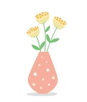 Abstract vase with a bouquet of flowers. flat graphics. vector