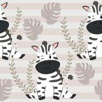 Cute children's seamless pattern with zebra vector