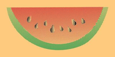 a slice of watermelon in pixel art style, retro style vector