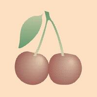 Cherry in pixel art style and retro style vector