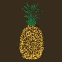 pineapple in pixel art style, retro style vector