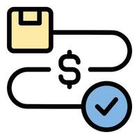 Cost Icon Expense and Budgeting in Flat Line Color Style. vector