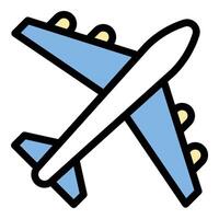 Airplane Icon Travel and Flight in Flat Line Color Style. vector