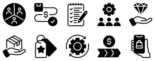 Business Model Canvas Icon Set Strategic Solid Style Collection for Planning and Innovation. vector