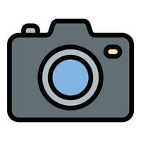 Photo Camera Icon Photography and Memories in Flat Line Color Style. vector