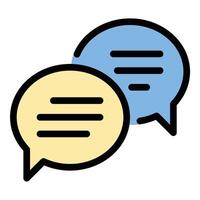 Conversation Icon Dialogue and Communication in Flat Line Color Style. vector