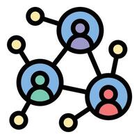 Networking Icon Connection and Communication in Flat Line Color Style. vector
